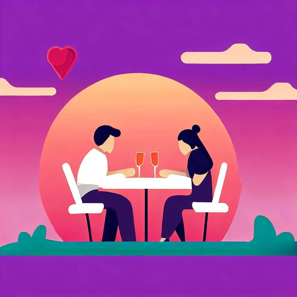 A romantic date in front of a sunset